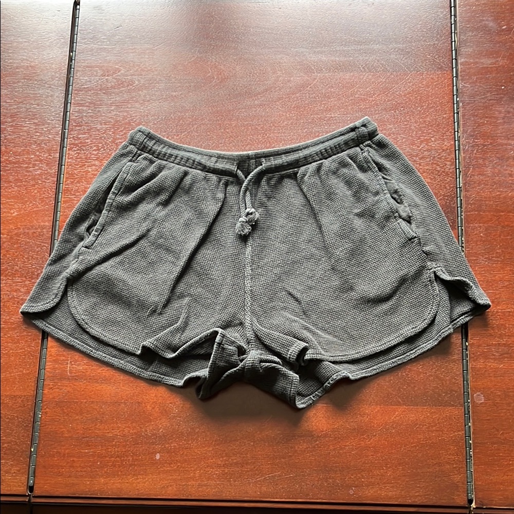Brandy Melville Waffle Shorts - Faded Black